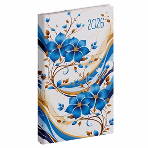 Zsebnaptár REALSYSTEM Picture álló fehér lapos Kékvirág 2026.
