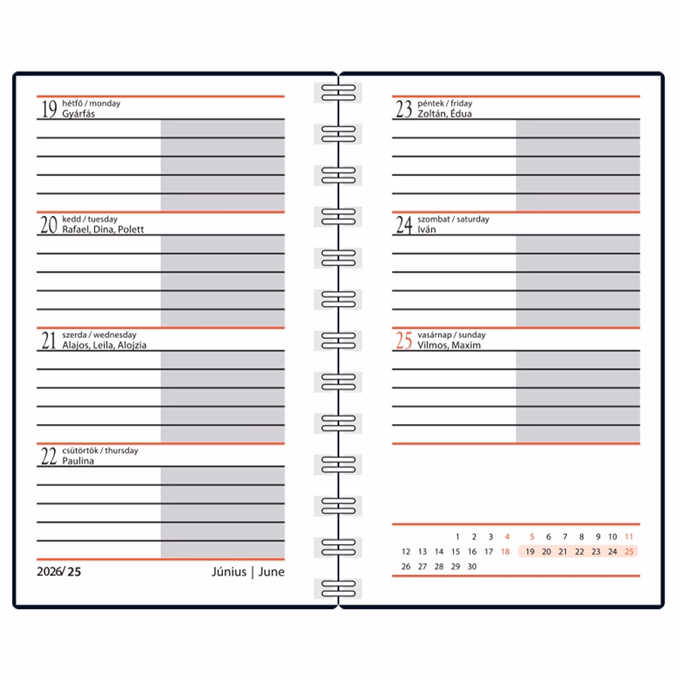 Zsebnaptár REALSYSTEM SP3 spirál mini 78x128mm heti fehér lapos Japán 2026.