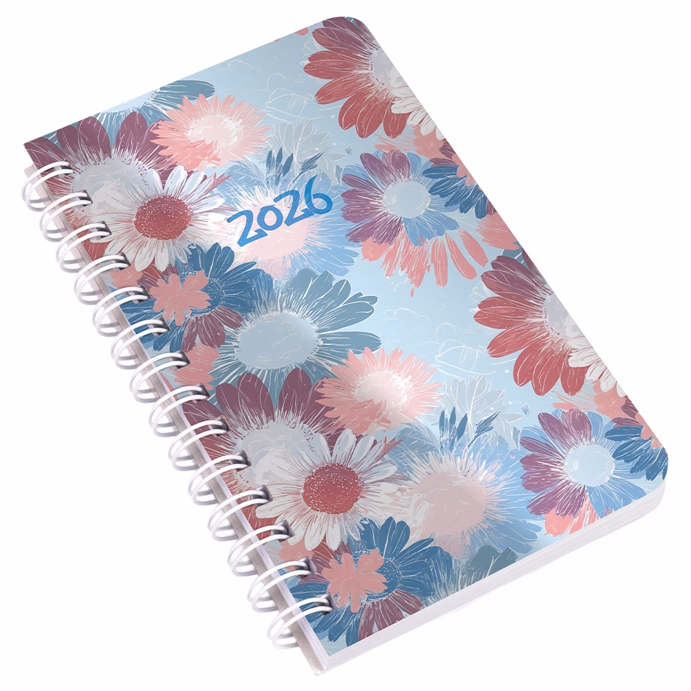 Zsebnaptár REALSYSTEM SP3 spirál mini 78x128mm heti fehér lapos virágok 2026.