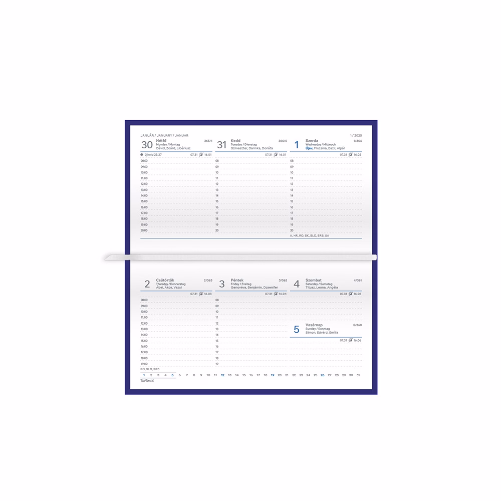 Zsebnaptár TOPTIMER Traditional T030 fekvő fehér lapos bézs 2026.