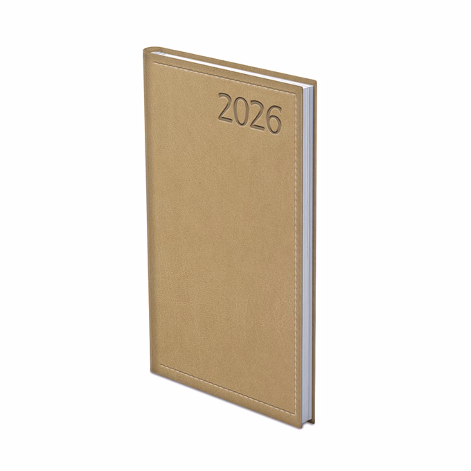 Zsebnaptár TOPTIMER Traditional T035 álló fehér lapos bézs 2026.