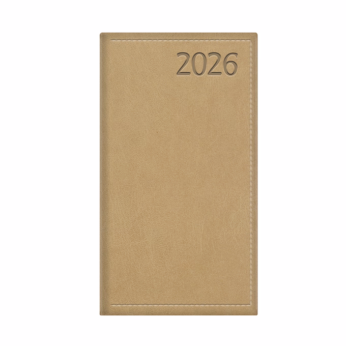 Zsebnaptár TOPTIMER Traditional T035 álló fehér lapos bézs 2026.