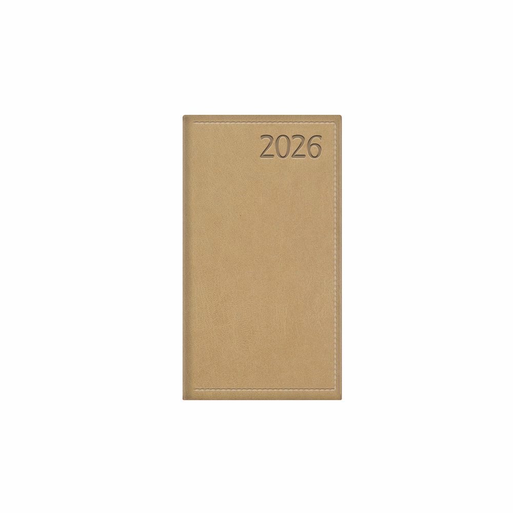 Zsebnaptár TOPTIMER Traditional T035 álló fehér lapos bézs 2026.