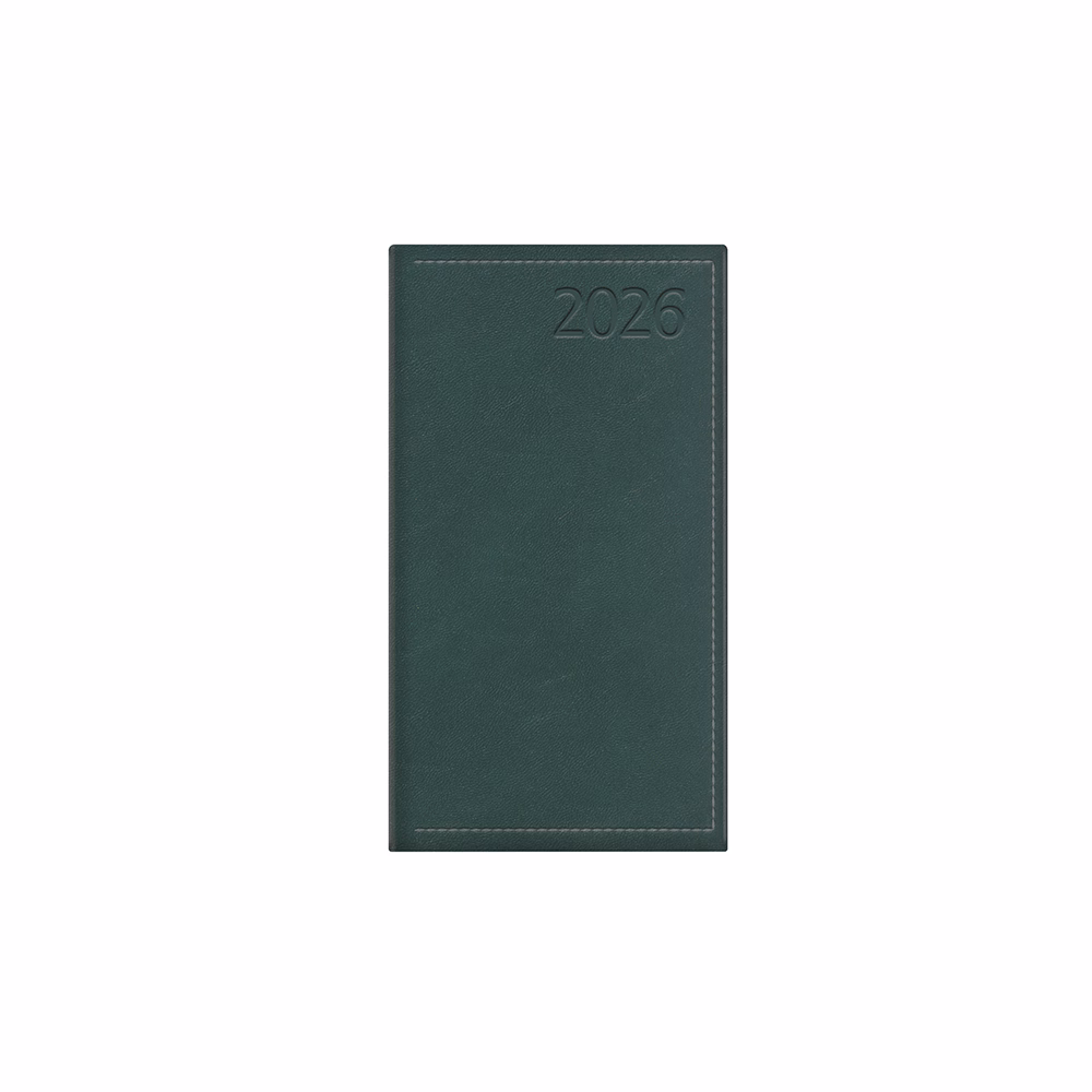 Zsebnaptár TOPTIMER Traditional T035 álló fehér lapos zöld 2026.