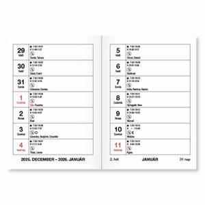 Zsebnaptár VECTRALINE A/7 álló fehér lapos vegyes mintás 2026.