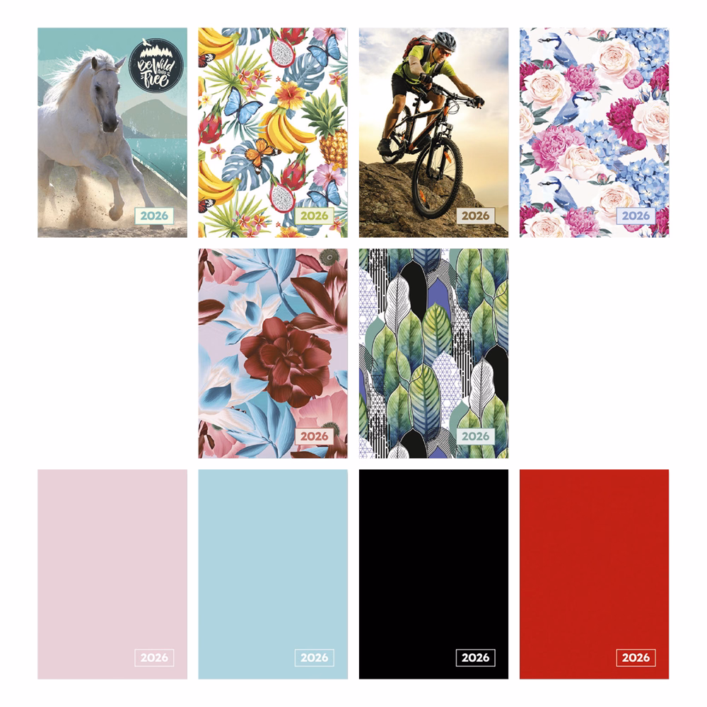 Zsebnaptár VECTRALINE A/7 álló fehér lapos vegyes mintás 2026.