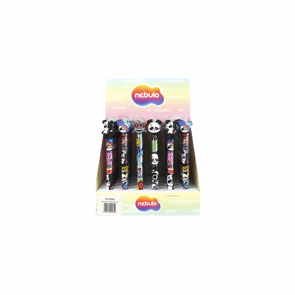 Zseléstoll NEBULO nyomógombos radírozható 0,7 mm Panda II.