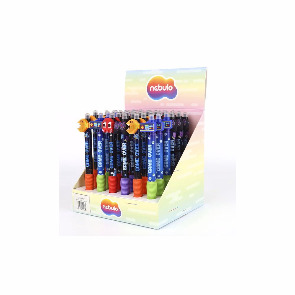 Zseléstoll NEBULO nyomógombos radírozható 0,7 mm Pixel gamer