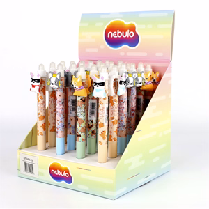 Zseléstoll NEBULO nyomógombos radírozható 0,7 mm Pörgetős kutyusok