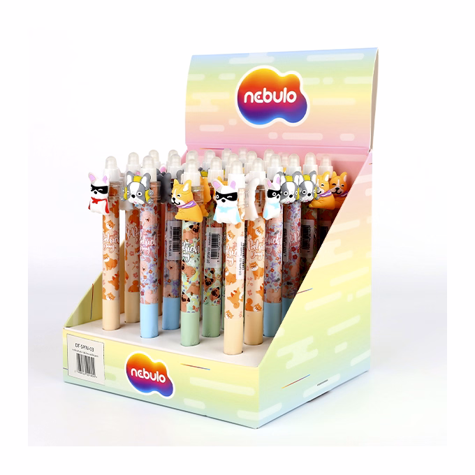 Zseléstoll NEBULO nyomógombos radírozható 0,7 mm Pörgetős kutyusok