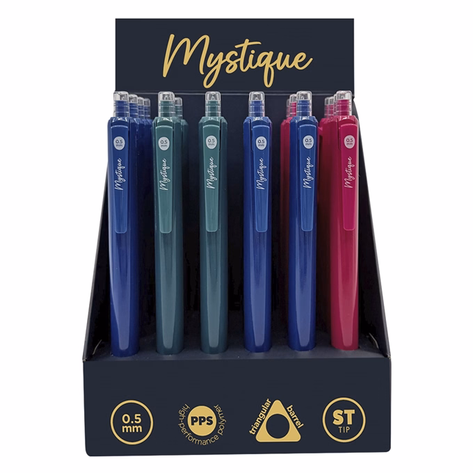 Zseléstoll SPOKO Mystique nyomógombos 0,5 mm kék írásszín vegyes színben