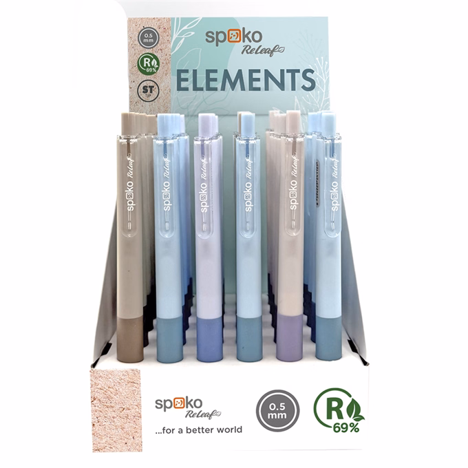Zseléstoll SPOKO ReLeaf Elements nyomógombos 0,5 mm kék írásszín vegyes színben