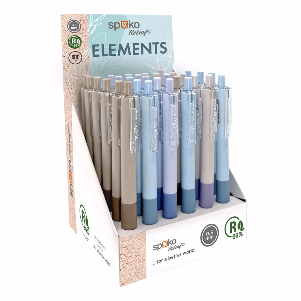 Zseléstoll SPOKO ReLeaf Elements nyomógombos 0,5 mm kék írásszín vegyes színben