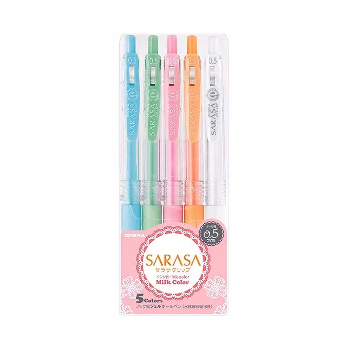 Zseléstoll készlet ZEBRA Sarasa Clip Milk nyomógombos 0,5 mm 5 darabos