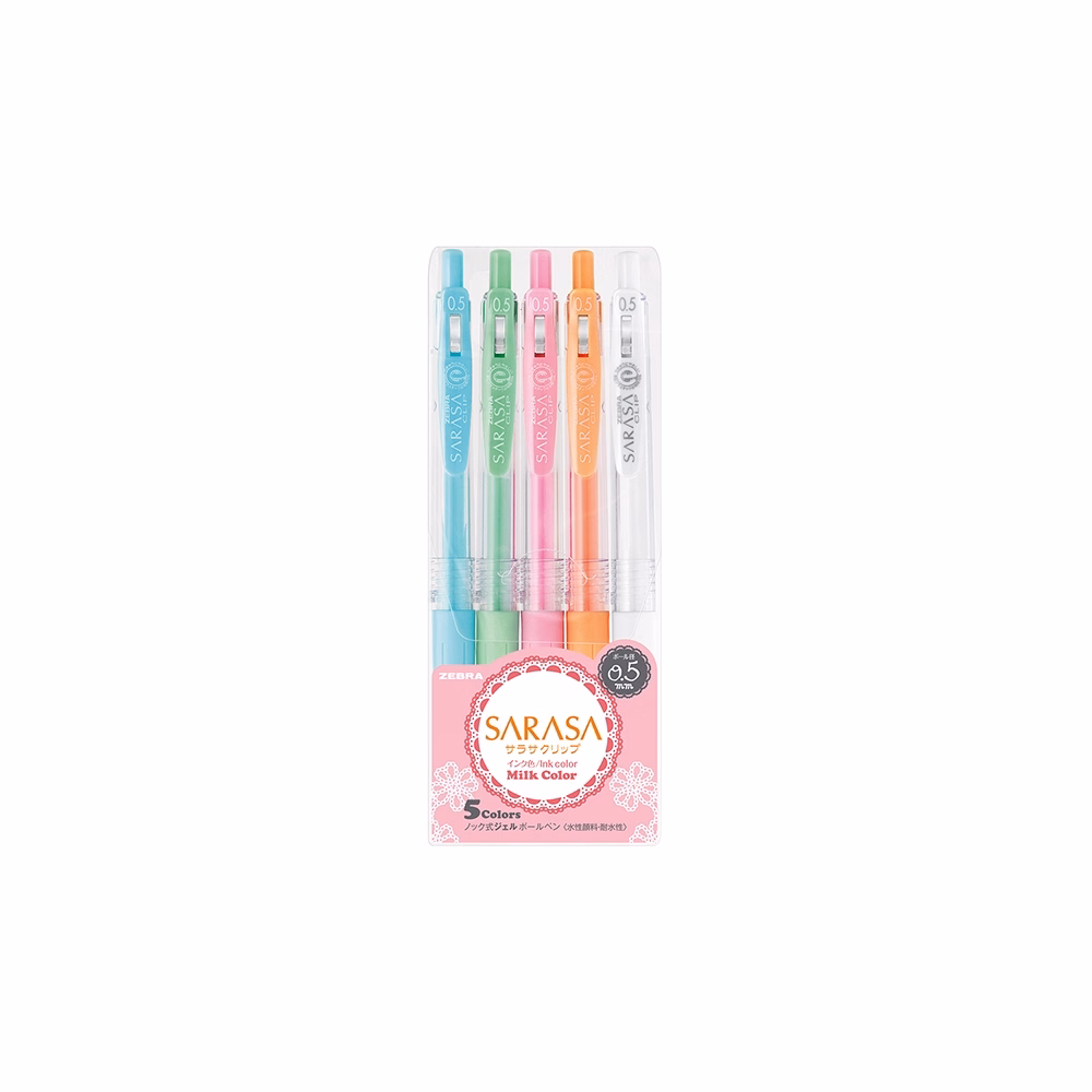 Zseléstoll készlet ZEBRA Sarasa Clip Milk nyomógombos 0,5 mm 5 darabos