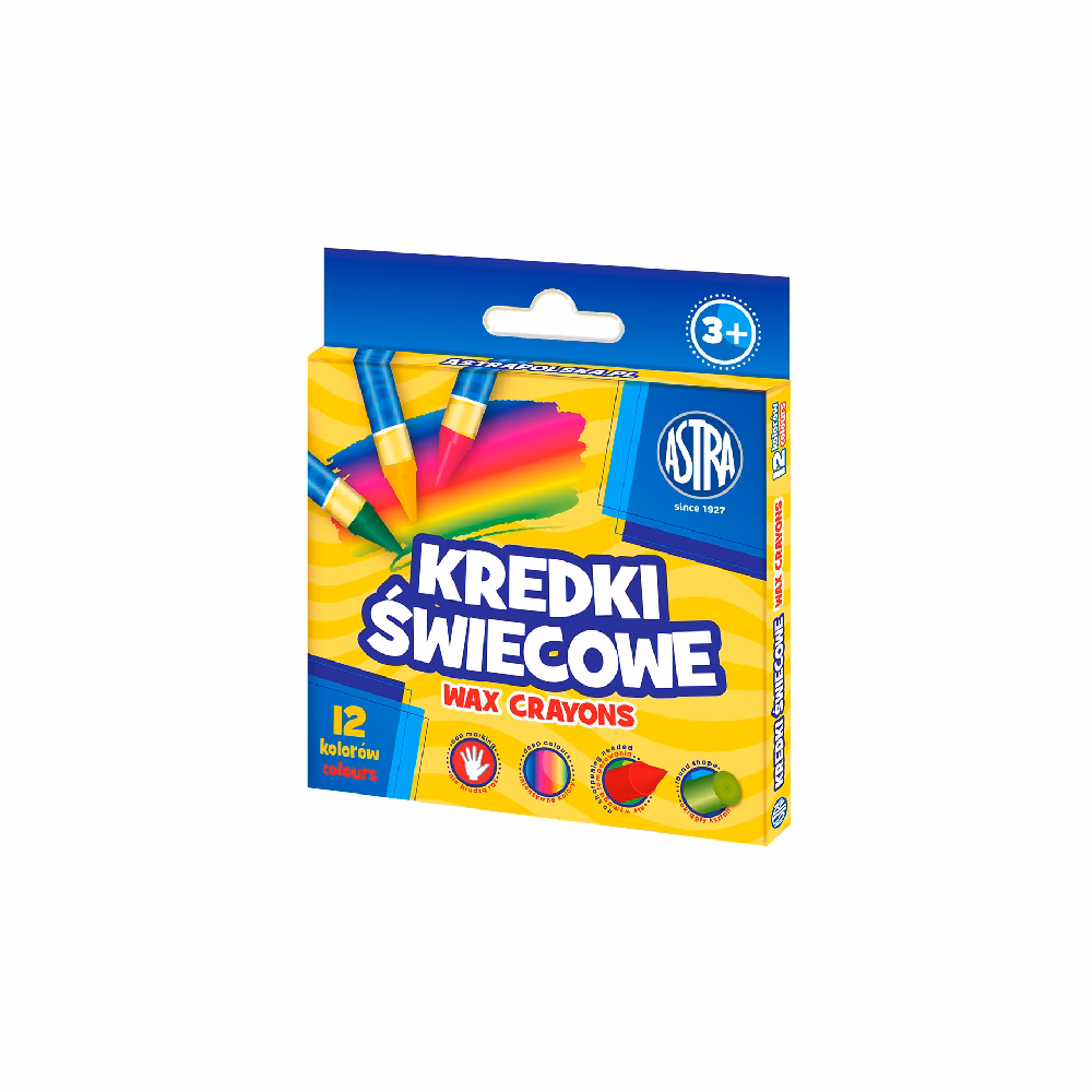Zsírkréta ASTRA kerek hegyezett törésálló 12 színű