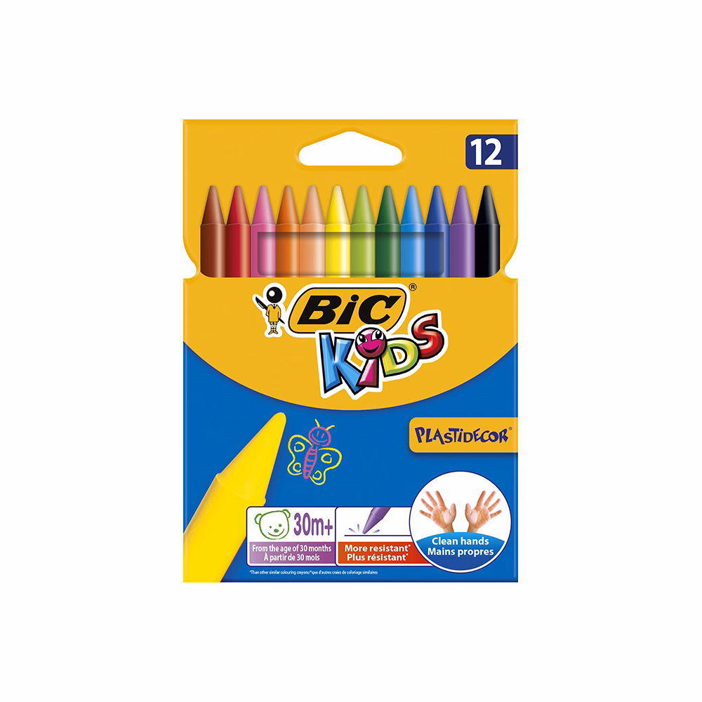 Zsírkréta BIC KIDS PlastiDecor kerek hegyezett 12 színű Zsírkréta BIC KIDS PlastiDecor kerek hegyezett 12 színű