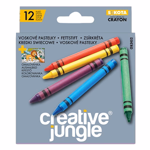 Zsírkréta CREATIVE JUNGLE Grey kerek hegyezett 12 színű