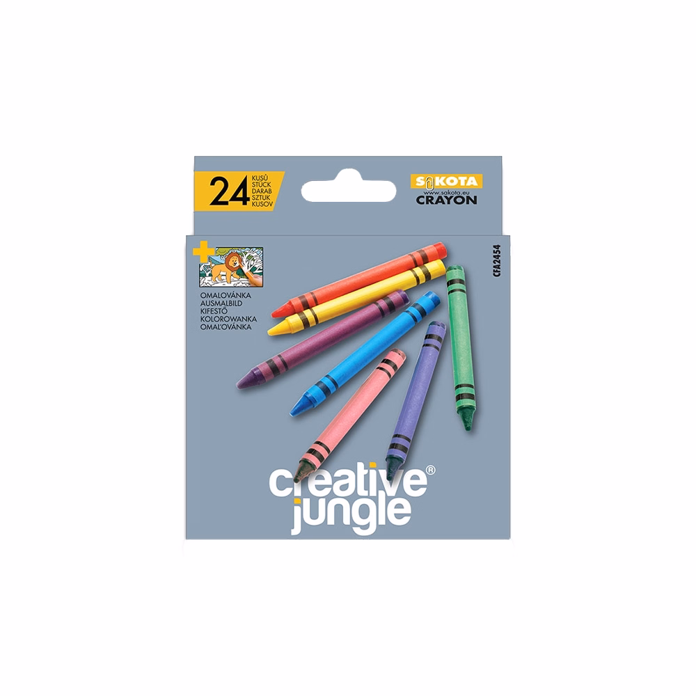 Zsírkréta CREATIVE JUNGLE Grey kerek hegyezettt 24 színű