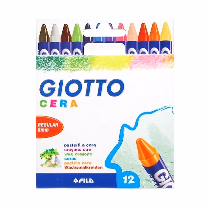 Zsírkréta GIOTTO Cera kerek hegyezett 8mm 12 színű