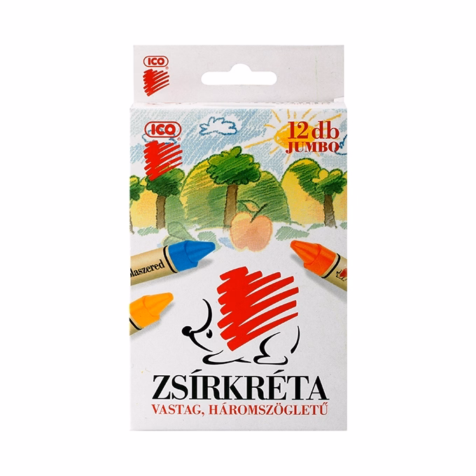 Zsírkréta ICO Süni Jumbo háromszögletű hegyezett 12 színű