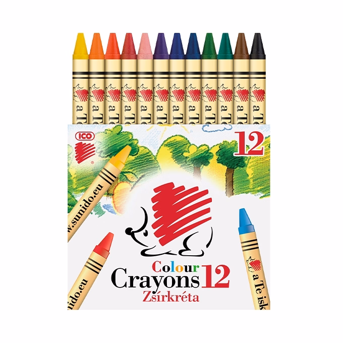 Zsírkréta ICO Süni kerek hegyezett 12 színű