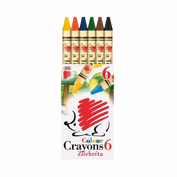 Zsírkréta ICO Süni kerek hegyezett 6 színű
