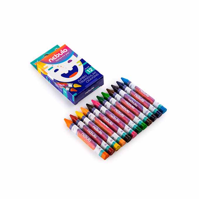 Zsírkréta NEBULO Jumbo háromszögletű hegyezett 12 színű