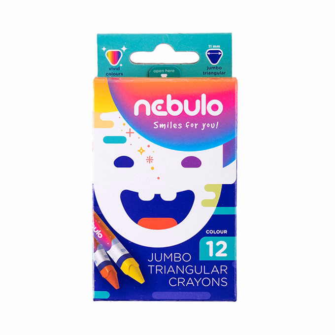 Zsírkréta NEBULO Jumbo háromszögletű hegyezett 12 színű