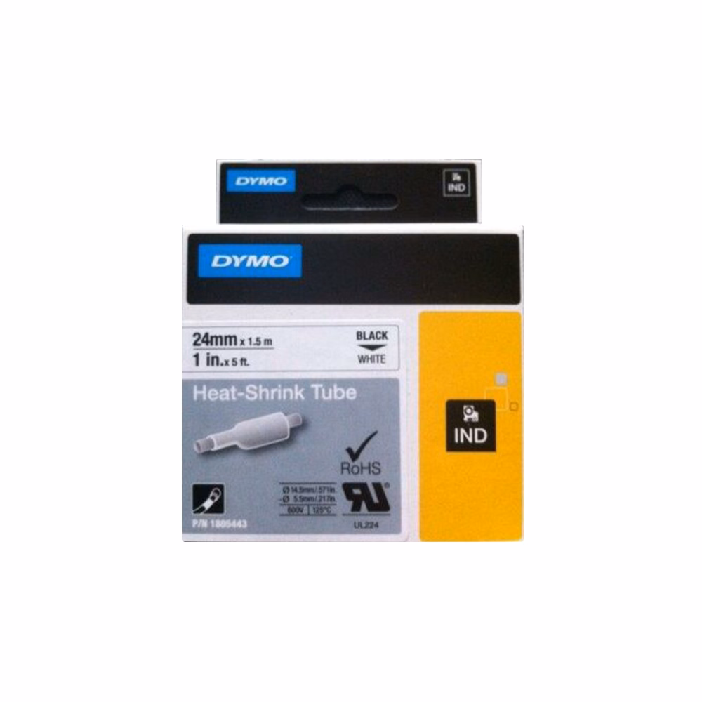 Zsugorcső DYMO 24mm x 1,5m fehér alapon fekete írásszín