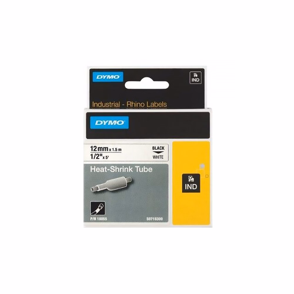 Zsugorcső DYMO D1 12mm x 1,5m fehér alapon fekete írásszín