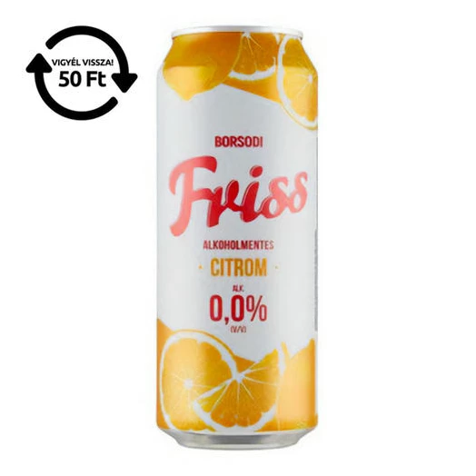 Alkoholmentes sör BORSODI Friss citrom 0,0% 500 ml DRS