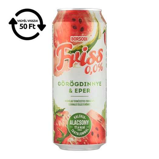 Alkoholmentes sör BORSODI Friss dinnye-eper 0,0% 500 ml DRS
