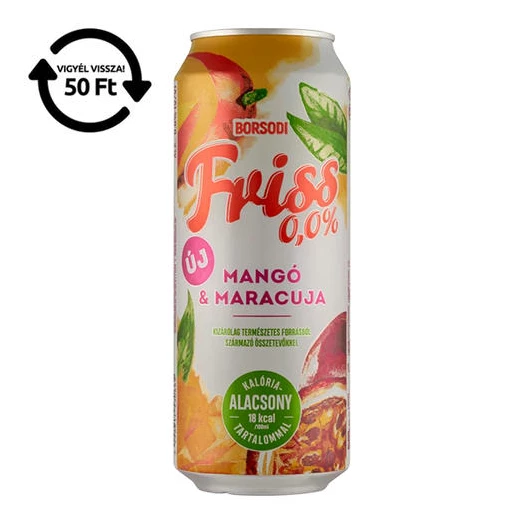Alkoholmentes sör BORSODI Friss mango-maracuja 0,0% 500 ml DRS