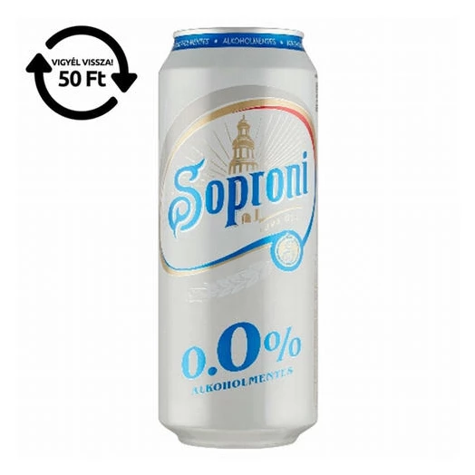 Alkoholmentes sör SOPRONI 0,0% 500 ml DRS