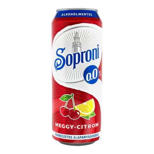Alkoholmentes sör SOPRONI meggy-citrom 0,0% 500 ml DRS