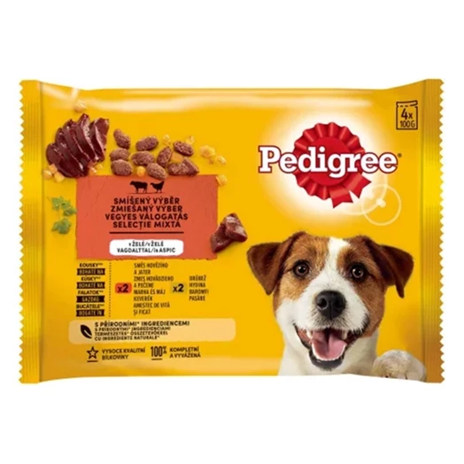 Állateledel alutasakos PEDIGREE Adult kutyáknak 4-pack marha-baromfi válogatás 4x100 g