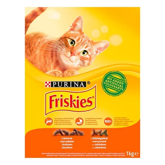 Állateledel száraz PURINA Friskies macskáknak csirkével és zöldséggel 1kg