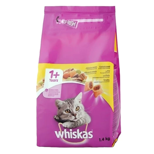 Állateledel száraz WHISKAS macskáknak csirke 1,4 kg