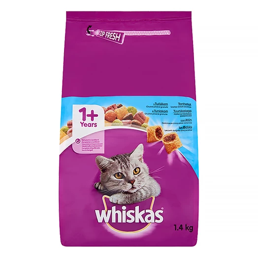 Állateledel száraz WHISKAS macskáknak tonhallal 1,4 kg