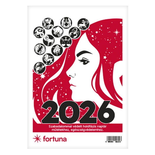 Asztali naptár FORTUNA BA21 álló fehér lapos holdfázissal 2026.
