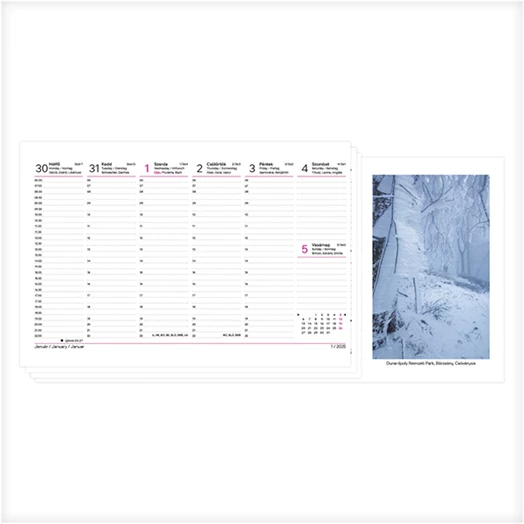 Asztali naptár képes TOPTIMER T054 álló fehér lapos Nemzeti park fekete 2025.