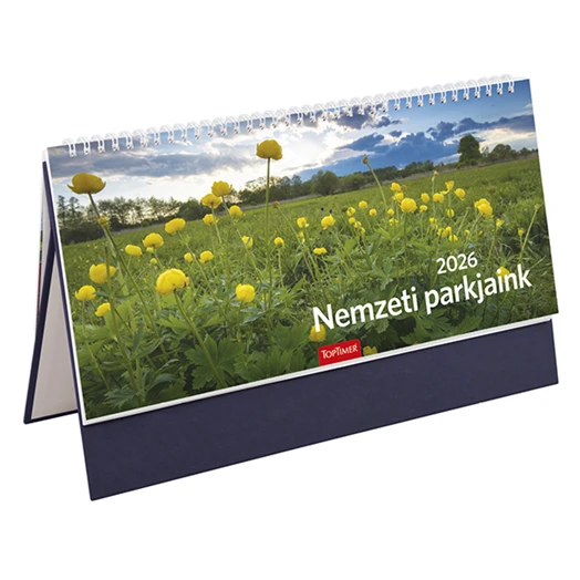Asztali naptár képes TOPTIMER T054 álló fehér lapos Nemzeti park kék 2026.