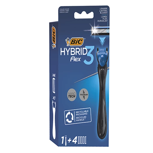 Borotva BIC Hybrid Flex3 férfi borotvanyél + 4 pótfej 4 darab/bliszter