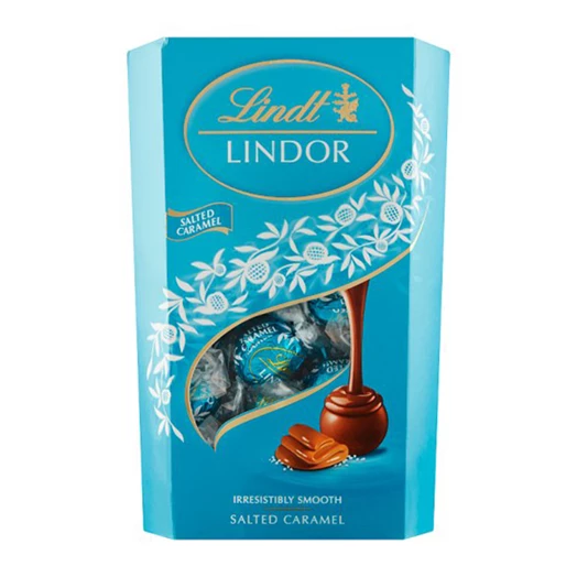 Csokoládé LINDT Lindor Salted Caramel sós karamellás csokoládé golyók díszdobozban 337g