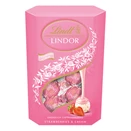 Csokoládé LINDT Lindor Strawberry&cream fehércsokoládé golyók díszdobozban 200g