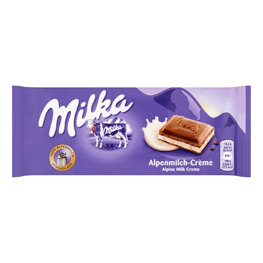 Csokoládé MILKA Alpesi töltött tejcsokoládés 100g