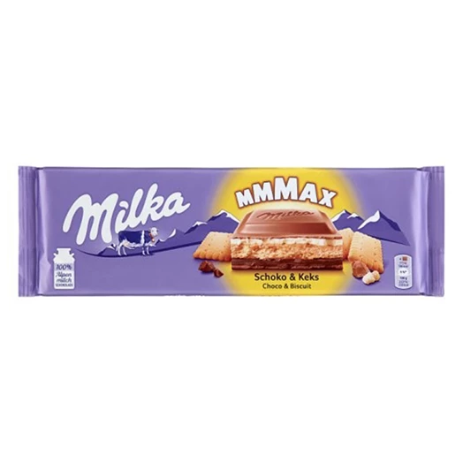 Csokoládé MILKA MMMax Kakaós alpesi tejcsokoládé-Kekszes 300g