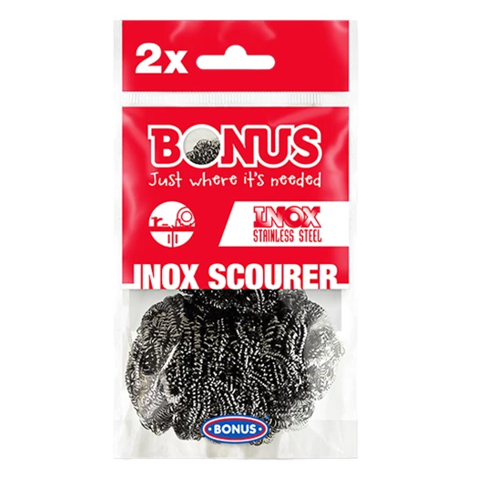 Edénysúroló BONUS Inox spirál fém dörzsi 5x5x3,5cm 2 db/csomag