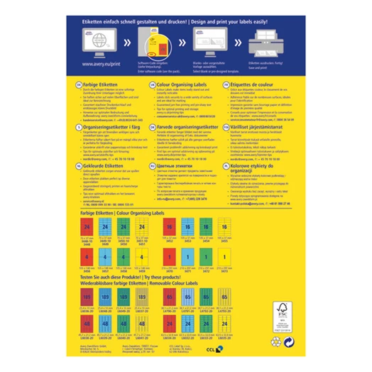 Etikett AVERY 3470 210x297 mm piros univerzális 100 címke/doboz 100 ív/doboz